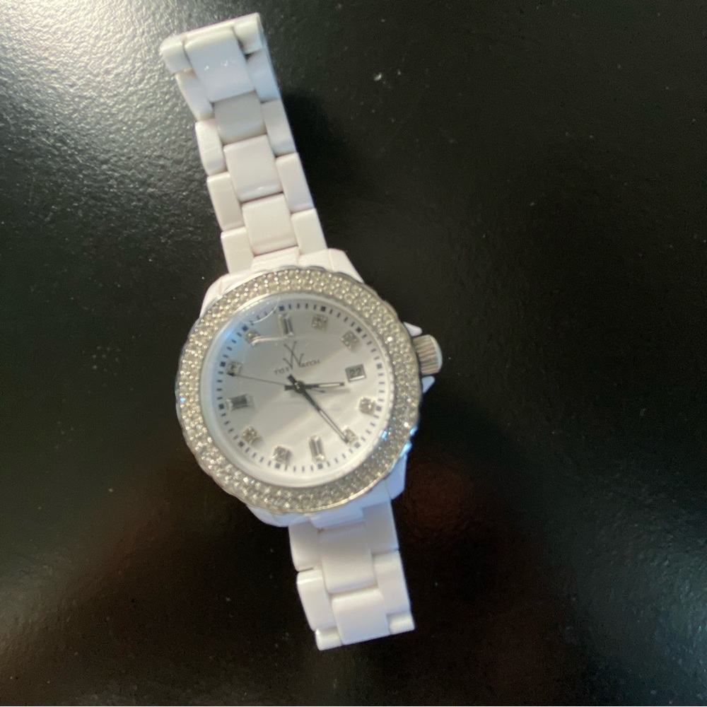 ToyWatch White Women's Watch with Crystal Bezel